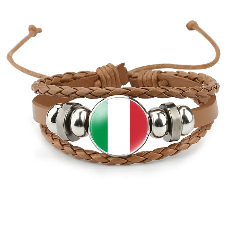 Gelang kulit Logo bendera negara Eropa terbaru Italia Prancis Jerman Spanyol Inggris hadiah permainan olahraga bisbol sepak bola