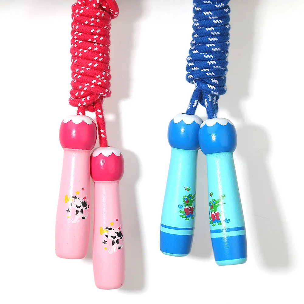 Спортивная хлопковая веревка для мальчиков и девочек, Скакалка с деревянной ручкой