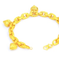 Bracelet Cœur Pêche Plaqué Or 24K Z H Fashion – Chaîne et Maillons Tendance – Bijoux en Laiton en Gros pour Accessoires Féminins