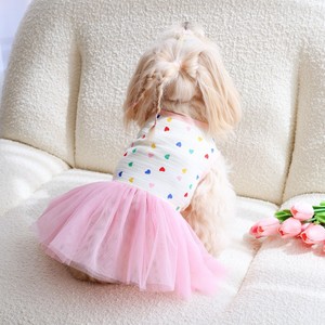 <b>Dog</b> Dress With Pink Tulle Skirt Print Polyester Cute Pet <b>Clothes</b> <b>For</b> <b>Small</b> <b>Dogs</b> - Product Image 1