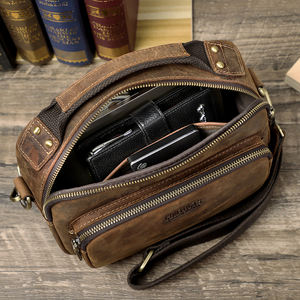حقيبة كتف رجالية مخصصة من الجلد الطبيعي من كونتاكتس، حقيبة كتف صغيرة للرجال من الجلد المجنون، حقائب رسول - Product Image 6
