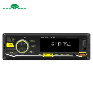 Bestree auto electronics single 1 din car audio stereo used car radio mp3 with colorful lights DC12V FM radio dual USB car radio