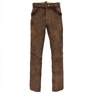 Pantalon Lederhosen en cuir bavarois, véritable cuir de vachette suédé, décontracté pour homme, avec cordon de serrage, séchage rapide et respirant, marron, pour l'<span class=keywords><strong>Oktoberfest</strong></span> - Product Image 1
