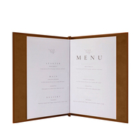 Protège-menu en cuir véritable fait main, format moderne personnalisé pour restaurant, classeur de menus portable pour hôtel, reliure thermique à fil.
