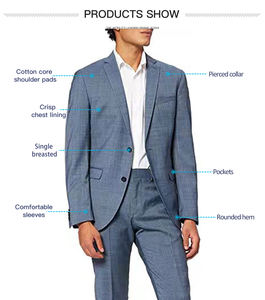 <span class=keywords><strong>Traje</strong></span> de Hombre <span class=keywords><strong>Azul</strong></span> <span class=keywords><strong>Marino</strong></span> de Lujo, de Alta Calidad, Corte Entallado, con Estampado Combinado, 3 Piezas con Chaleco - Product Image 6