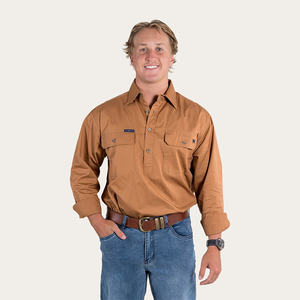 Tùy Chỉnh Mens Nước Nút lên 100% Bông Dài Tay Áo Làm Việc Đồng Phục Áo Sơ Mi Bán Buôn Phương Tây Workshirts Cho Nam Giới - Product Image 3