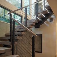 Poteau de garde-corps en acier inoxydable 304 brossé noir sur mesure de 36 pouces pour escalier, balcon, intérieur, extérieur, main courante en bois
