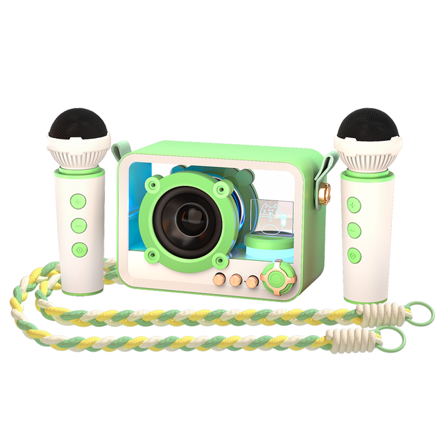 QD06 Retro Transparent Wireless Karaoke Speaker with for Built-in Mic TF Card Support RGB LED Lights 5W Output Battery