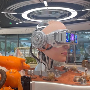 Sculpture <span class=keywords><strong>de</strong></span> tête mécanique interactive futuriste VR Installation d'art <span class=keywords><strong>de</strong></span> haute technologie pour la décoration commerciale et l'attraction des foules - Product Image 1