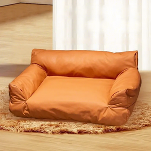 Modern Donut Shape Dog <strong>Cat</strong> Sofa <strong>Bed</strong> Waterproof PU Leather Removable Washable <strong>Cover</strong> PP Cotton Fill All Seasons Pet <strong>Bed</strong> - Product Image 1