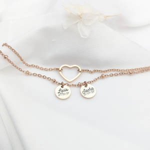 Nouvelle mode Bracelet coeur personnalisé et médaille gravée <span class=keywords><strong>cadeau</strong></span> <span class=keywords><strong>de</strong></span> fête des grands-mères bijoux maman <span class=keywords><strong>cadeau</strong></span> pour femmes - Product Image 3