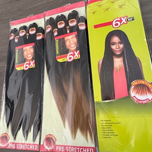 Cheveux synthétiques africains en fibre, 52 pouces, 420g, texture Yaki 6X, pré-étirés pour tresses, fixation à l'eau chaude, toucher léger et doux – Vente chaude - Product Image 6