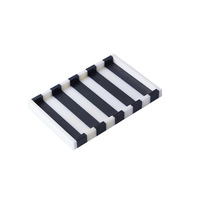 Plateau de service décoratif rectangulaire moderne de luxe en marbre naturel rayé noir et blanc pour cosmétiques et rangement de mouchoirs