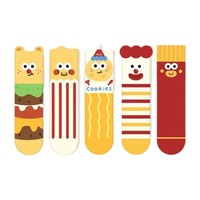 Chaussettes fantaisie personnalisées en tricot 3D avec yeux amusants, motifs de nourriture (hamburger, frites, biscuits), absorbantes, décontractées, en polyester-coton