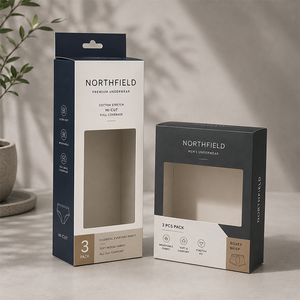 Caja de Empaque para Ropa Interior con Logotipo Personalizado, Cajas de Papel para Calzoncillos Boxer Impresas con Ventana Transparente - Product Image 1