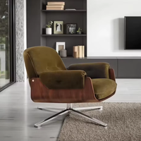 VOXHOME Moderner Designer-Einzelsessel für Wohnzimmer mit Edelstahlfüßen, Massivholzrahmen und Samtbezug