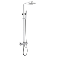 Ensemble de robinet de douche de salle de bain à effet pluie moderne Mitigeur de douche à eau chaude et froide en laiton à surface exposée noire