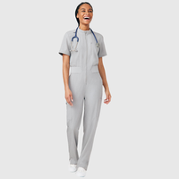 Combinaison d'infirmière personnalisée, uniforme, ensembles de blouses, 7 poches, manches courtes, vert, blouse médicale haute pour femmes