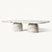 Table Basse en Marbre Exquise Haut de Gamme Simple Style Nordique, Meuble de Salon de Luxe Personnalisé pour Villa et Club à l'Exportation