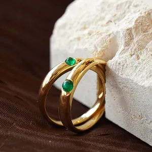 H & F fornitore Emerald Single Stone Gold Ring Stone 18K 14K 9K Gold Gemstones and Crystals Jewelry Natural