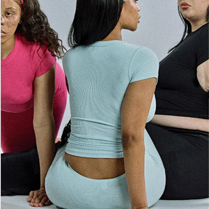 Custom Logo Colors Women <strong>2</strong> Piece Set Ribbed Shirt With Maxi Skirt Candy Color Bodycon Skinny Casual Women Lounge Wear Sets - Product Image 3