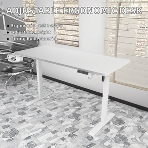 <span class=keywords><strong>Escritorio</strong></span> de pie ergonómico de acero eléctrico de doble motor cómodo moderno <span class=keywords><strong>blanco</strong></span> para oficina - Product Image 2