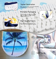 Serviette de plage ronde en tissu éponge rayé Eastsunshine personnalisée, épaisse, écologique, séchage rapide, pour les voyages et le camping