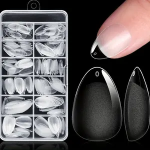 Ultra Short Almond Nail Design Semi-Frosted Artificial Nails 240 Pieces ABS Material Half Cover Type For Finger Application