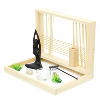 Cadeaux de méditation Mini Kit de jardin de sable Zen japonais pour bureau avec plateau en bambou sable blanc roches de rivière galets râteau ensemble d'outils