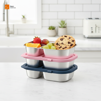 Boîte à condiments portable en acier inoxydable 304 avec couvercle hermétique anti-fuite, récipients à condiments micro-ondables, couvercle en silicone, boîte à lunch