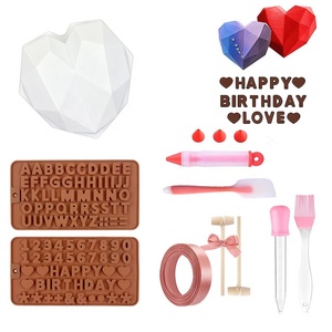 ชุดแม่พิมพ์ช็อคโกแลตทำจากซิลิโคนสำหรับ<span class=keywords><strong>เค้ก</strong></span>วันวาเลนไทน์,อุปกรณ์ตกแต่งตัวอักษรรูปหัวใจไดมอนด์ DM393 - Product Image 1