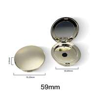 Boîte de rangement ronde dorée de haute qualité 59 mm pour fond de teint liquide et fard à joues, boîte à poudre libre avec logo sérigraphié pour cosmétiques
