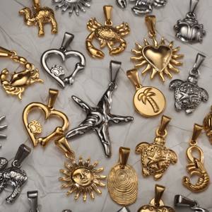 Dijes de Joyería Permanente a Prueba de Agua con Encanto Oceánico de Estrella de Mar, Concha, Pez, Tortuga y Sol, Colgante de Acero Inoxidable para Collar y Accesorios de Bricolaje - Product Image 2