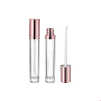 Récipient pour rouge à lèvres liquide de luxe de 6ml avec logo personnalisé Mini tubes de brillant à lèvres ronds transparents en or rose et avec applicateur