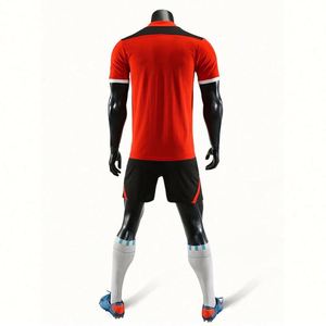 High Quality Custom Heat-Transfer Printed 100% Polyester Breathable Quick-Dry Crew Neck Short Sleeve White <b>Red</b> Team Soccer Sets - Product Image 5