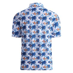 Polo de golf pour homme à manches courtes, imprimé intégral personnalisé, motif floral tropical, performance optimale - Product Image 2