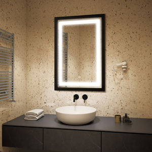 Modern Framed LED Makeup <b>Mirror</b> with Adjustable Light <b>Black</b> Aluminum <b>Frame</b> for Hotel Apartment Villa Use Graphic Design Solution - Product Image 2