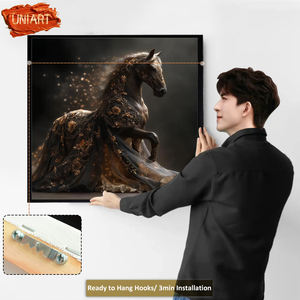 Impression d'art moderne de <span class=keywords><strong>cheval</strong></span> noir, <span class=keywords><strong>peinture</strong></span> de <span class=keywords><strong>cheval</strong></span>, décoration murale, art <span class=keywords><strong>abstrait</strong></span> équestre, toile d'art animal, affiche de toile équestre brillante - Product Image 4