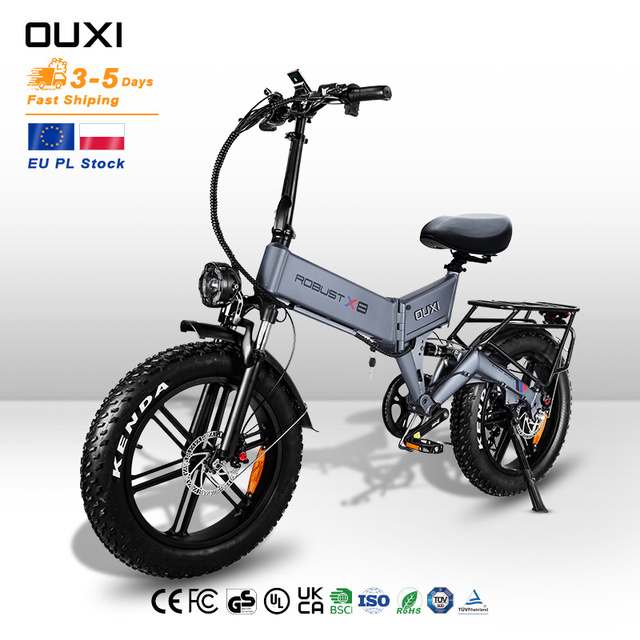 Poland EU Stock 20 Inch Fat Tyre Electric Bike Full Suspension Fatbike OUXI X8 Folding Bike Road E-bike for Commuting