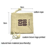 Sac à cordon en coton et lin écologique promotionnel pour petits bijoux avec logo personnalisé