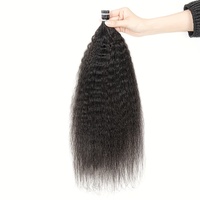 Extensions de cheveux Yaki lisses, à micro-anneaux, en cheveux humains vierges, pour femmes