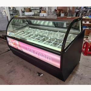 Glass Top Refrigerated <strong>Silver</strong> Multi Plate Curved Ice Cream Display <strong>Freezer</strong> - Product Image 6