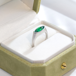 Messi Jewelry MSR-1899 925 <b>Silver</b> Marquise Shape May Birshstone Lab <b>Emerald</b> Fashion <b>Ring</b> Bezel Setting <b>Emerald</b> <b>Ring</b> - Product Image 6