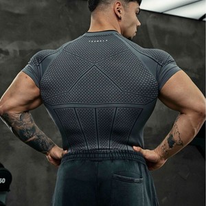 T-<span class=keywords><strong>shirt</strong></span> à manches courtes pour homme, coupe ajustée, séchage rapide, pour le jogging, le sport, la remise en forme et les entraînements de course à pied - Product Image 4