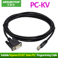 Kabel Serial Amsamotion PC-KV RS232 Konduktor Tembaga Berisolasi PVC 2x10mm untuk Pemrograman PLC Keyence Seri KZ Industri