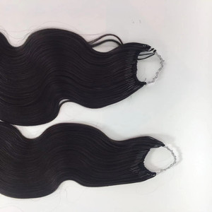 Emeda 100% trecce vergini brasiliane Double Drawn korea pre bonded hair extension con filo di <span class=keywords><strong>cotone</strong></span> double twin tips Hair extensi - Product Image 3