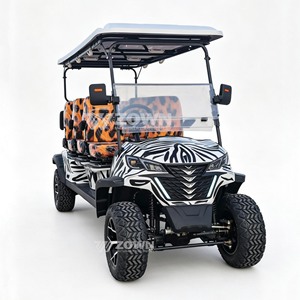 Voiturette de golf électrique 6 places à motif personnalisé, 4 roues, pour le transport dans les zoos et parcs d'attractions - Product Image 1
