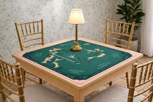 Tapis de jeu de Mahjong américain de qualité supérieure 33x33 pouces avec règles imprimées, surface antidérapante et sac de transport, vert rose, cadeau de luxe - Product Image 3