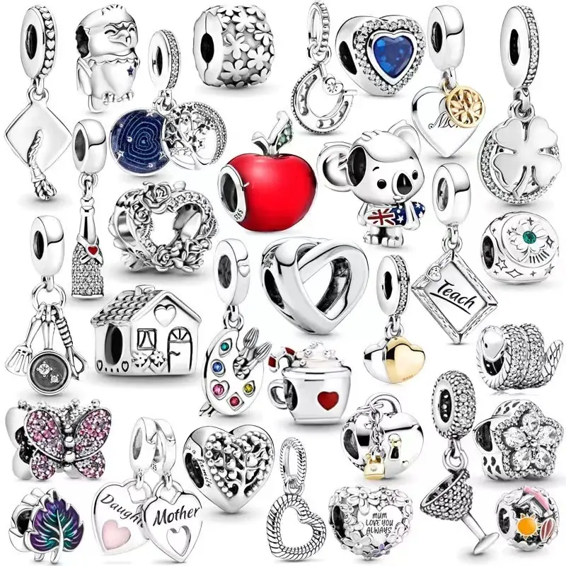 Toptan yüksek kalite Charms 925 ayar gümüş bilezik Charms moda takı kolye Charms