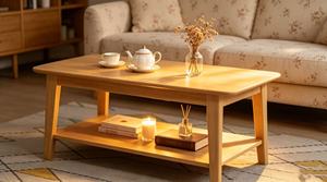 Modern Solid Wood Coffee <b>Table</b> with Storage Shelf Scandinavian Living Room Furniture - Product Image 5